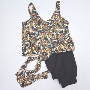 Wildfang Empower Cami Jogger Set Womens Medium Black Butterfly Print 2 Piece